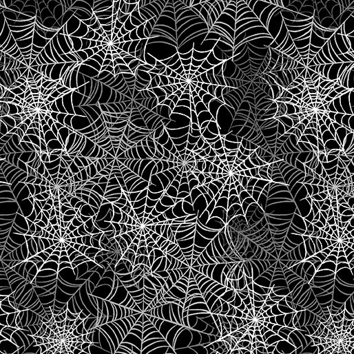 Happy Hauntings - Benartex - Spooky Spiderwebs Black - 14950G-12