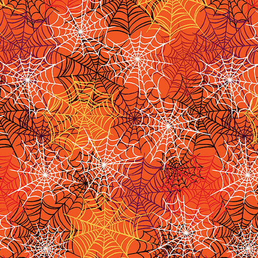 Happy Hauntings - Benartex - Spooky Spiderwebs Orange - 14950G-39