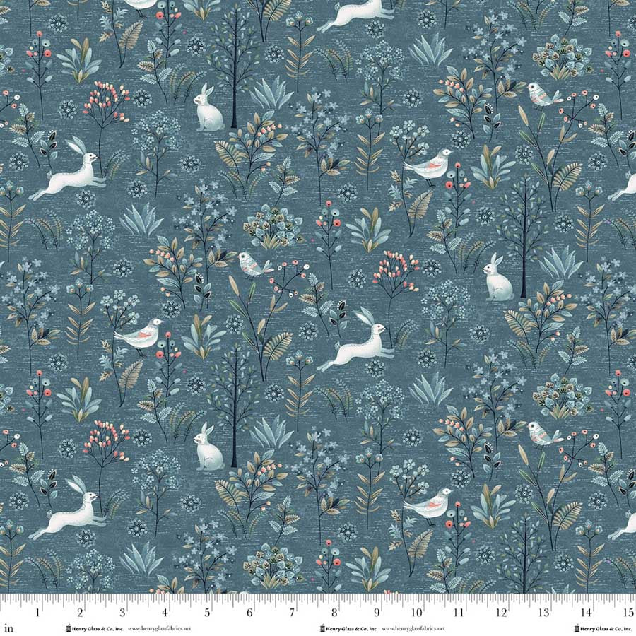 Norwegian Forest - Frolicking Bunnies - Medium Blue - 3544-77