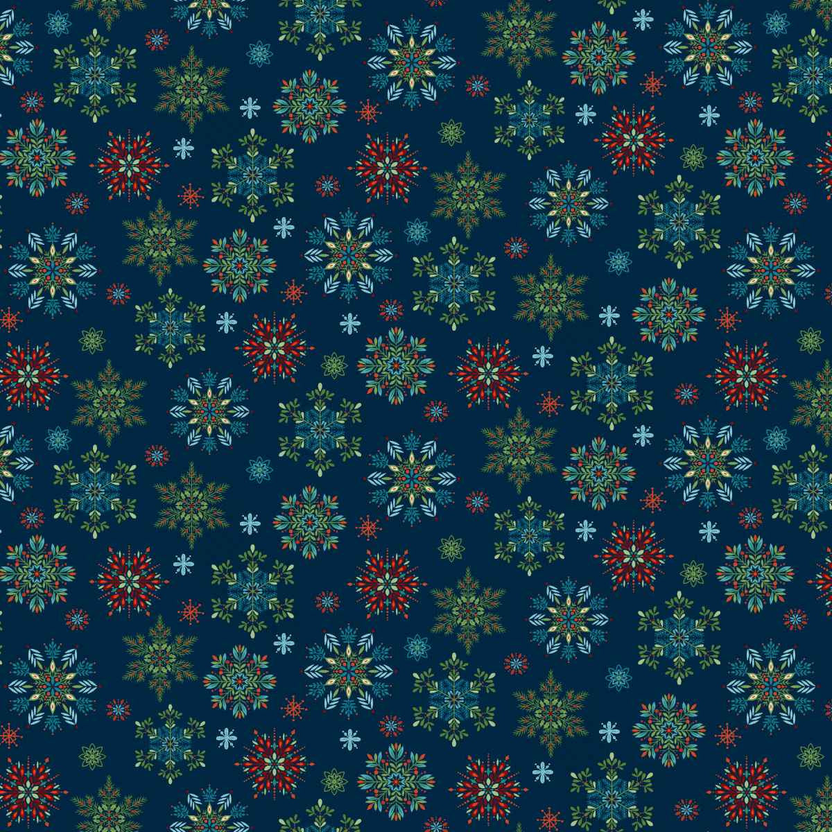 Nordic Holiday Village - Snowflakes - Blue Multi - Q-3605-79