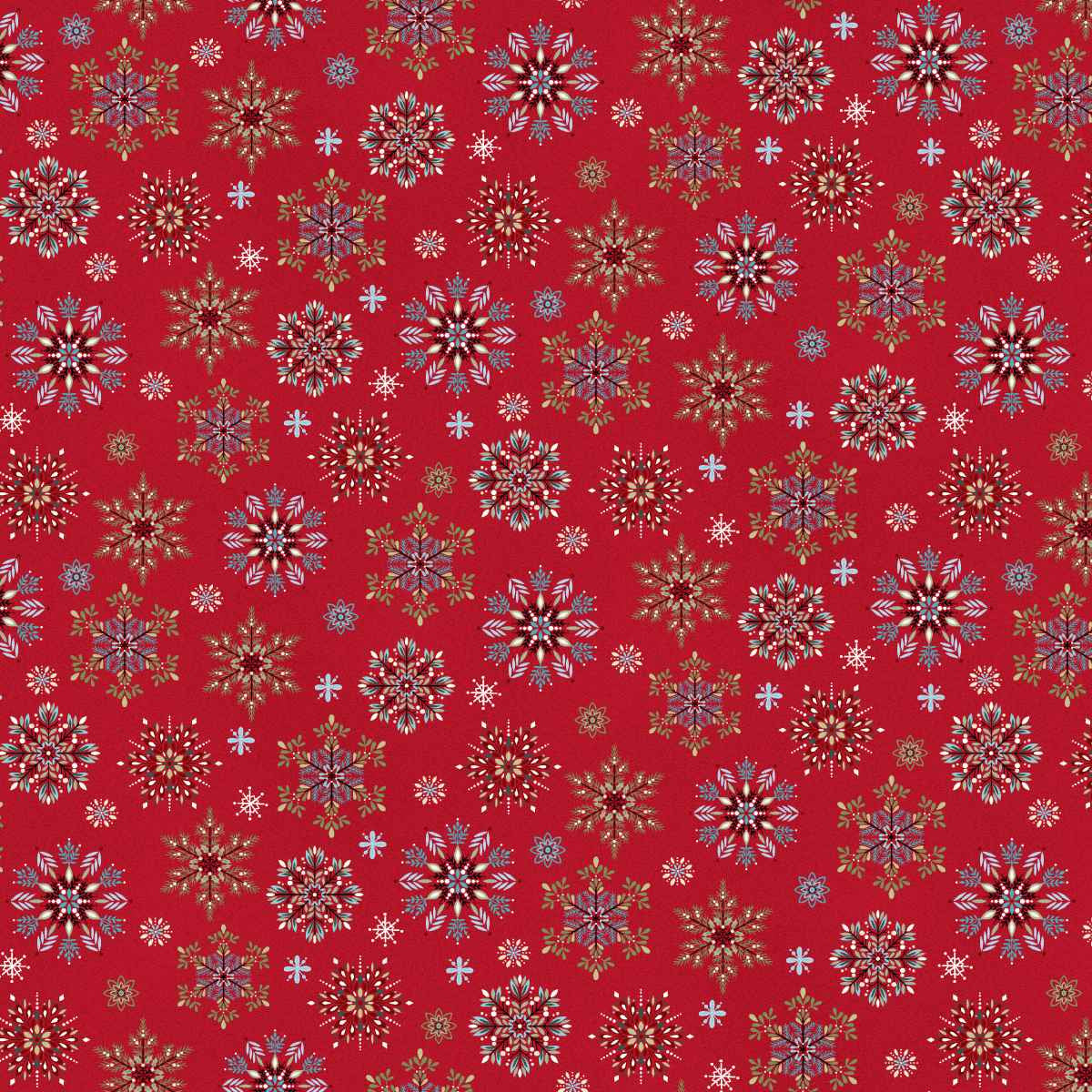 Nordic Holiday Village - Snowflakes - Red Multi - Q-3605-89