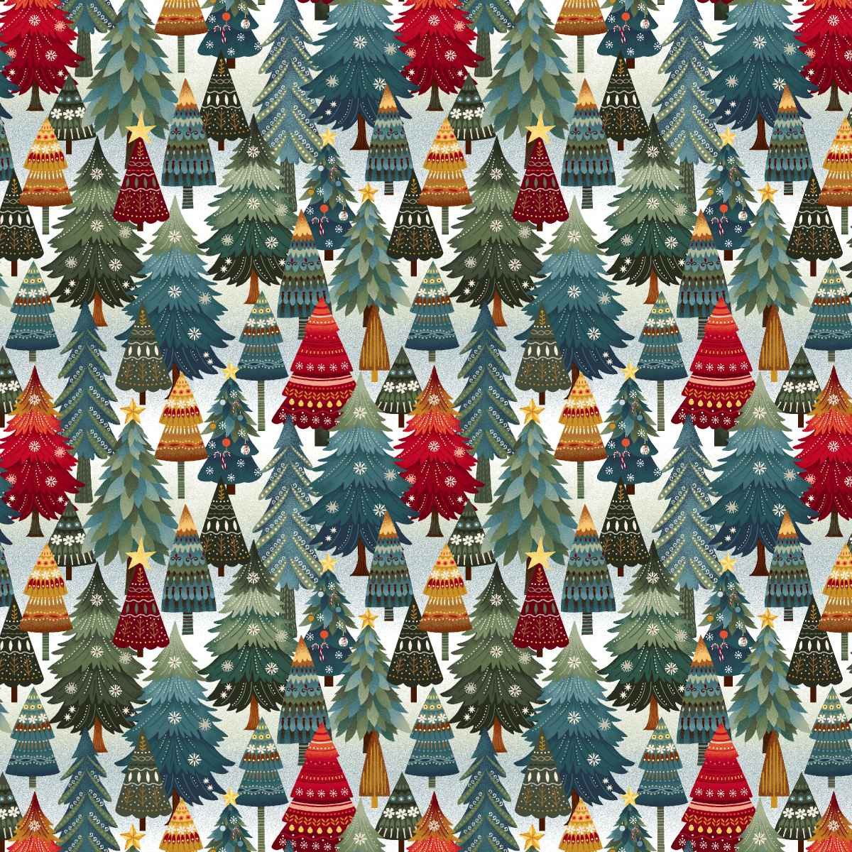 Nordic Holiday Village - Stacked Trees - Ice Blue Multi - Q-3606-17