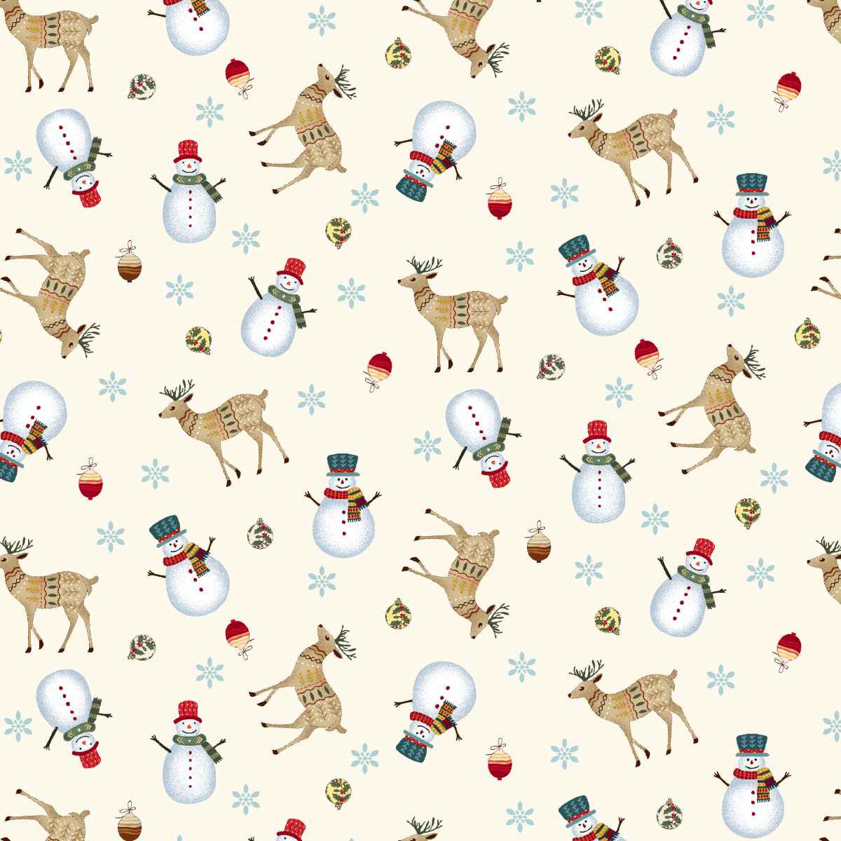Nordic Holiday Village - Tossed Reindeer - Cream Multi - Q-3607-44
