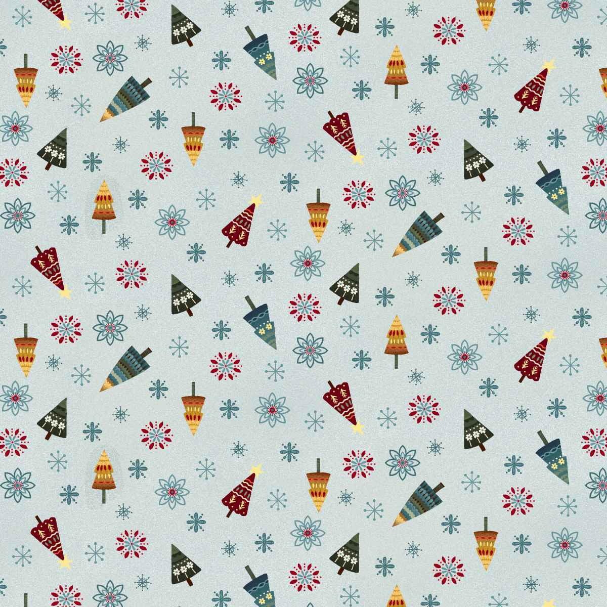 Nordic Holiday Village - Tossed Trees - Ice Blue Multi - Q-3608-17