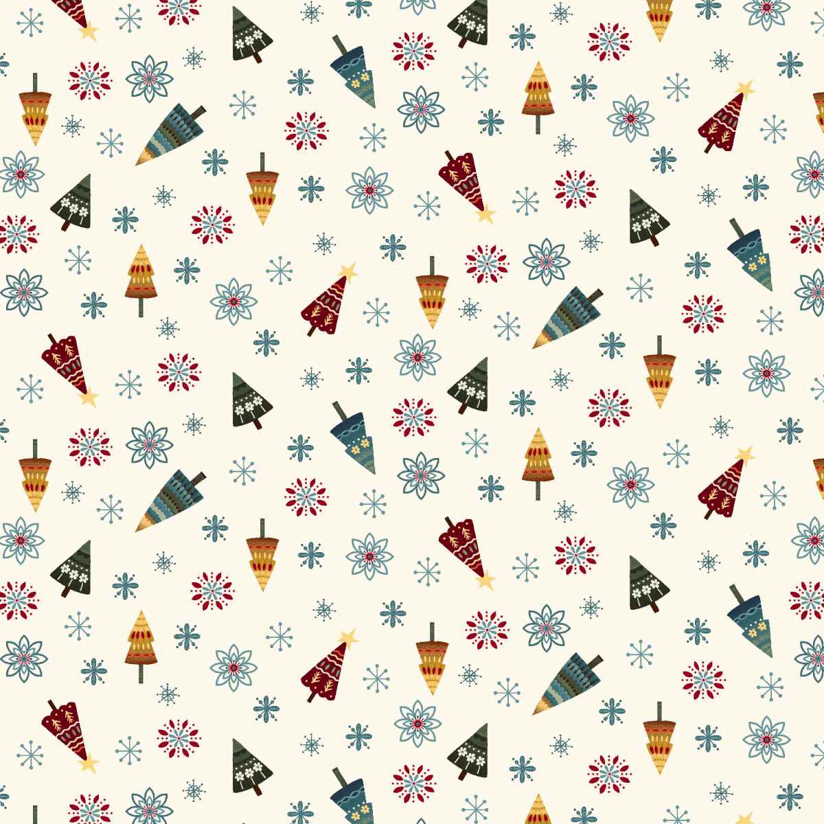 Nordic Holiday Village - Tossed Trees - Cream Multi - Q-3608-44