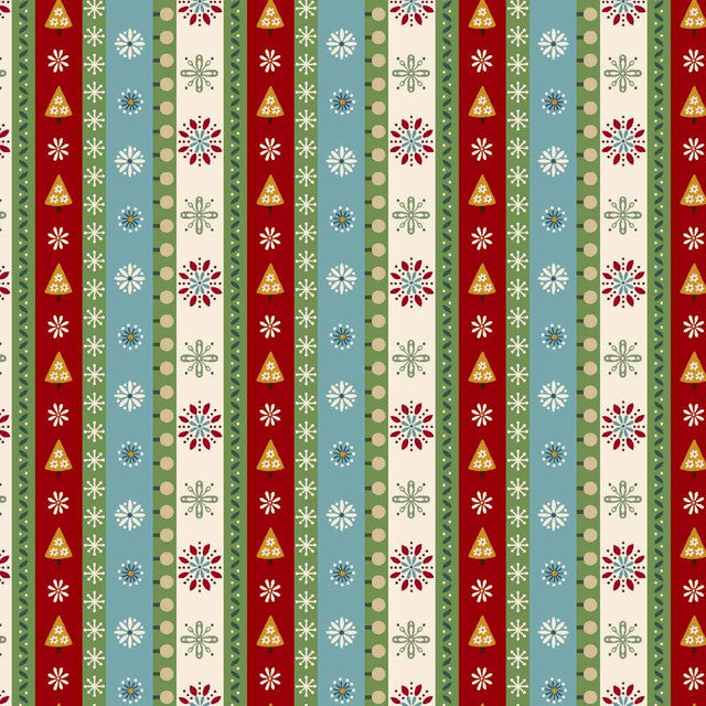 Nordic Holiday Village - Mini Stripe - Ice Blue - Q-3611-17