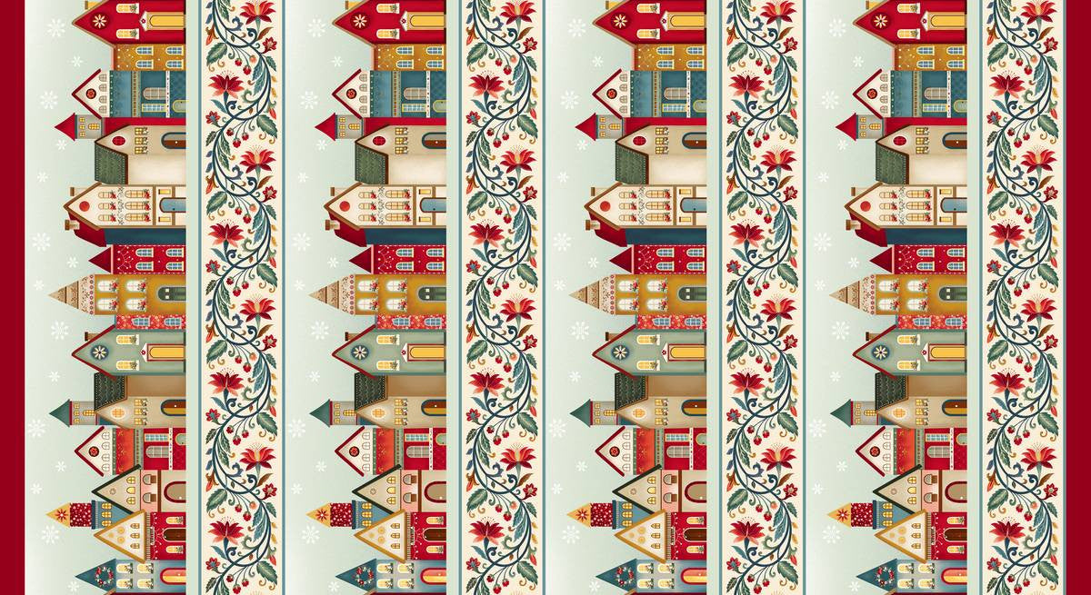 Nordic Holiday Village - Border Stripe - Cream Multi - Q-3612-44