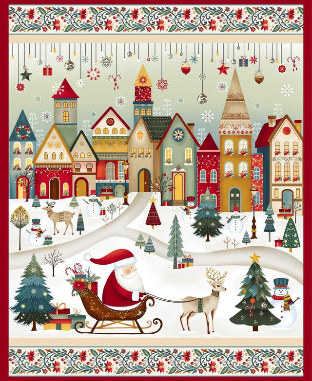 Nordic Holiday Village - Santa Scenic Panel 36" - Q-3615P-44