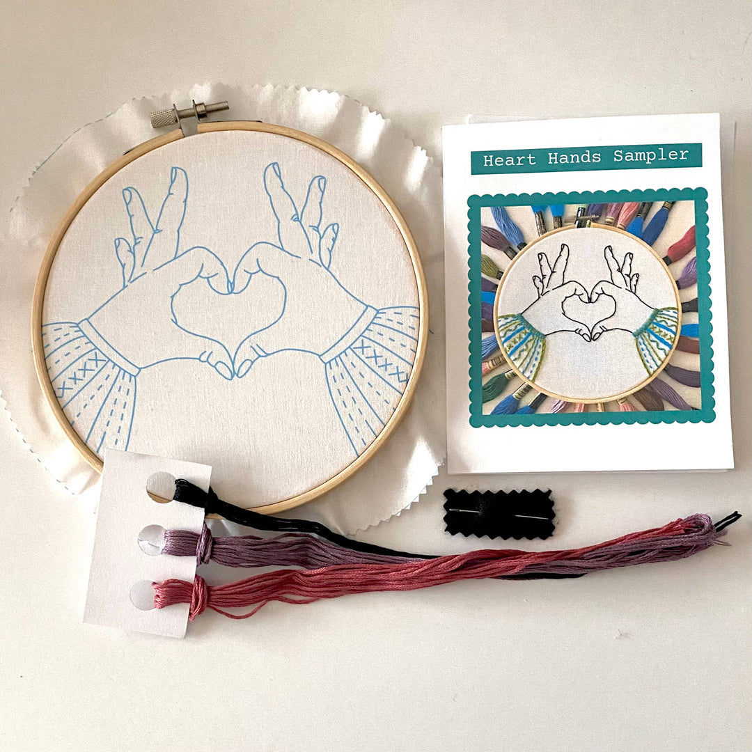 Heart Hands Sampler Craft DIY Embroidery Kit