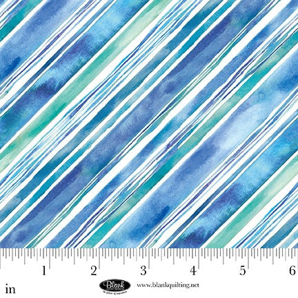 Seatopia - Watercolor Diagonal Stripe - Aqua - 4558-67