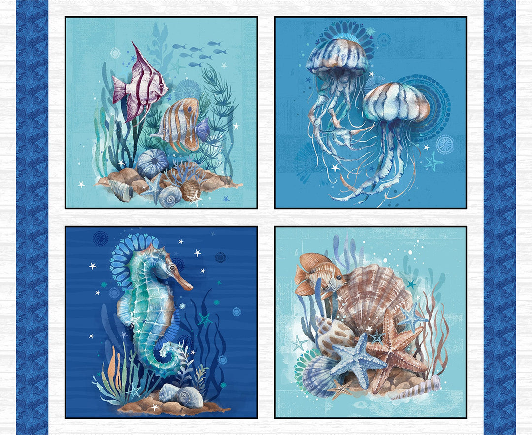 Seatopia - Pillow Panel - Aqua - 4564B-67