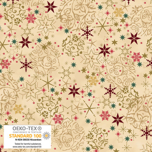 We Love Christmas - Balls and Snowflakes Metallic - Beige Gold - 4592M-200