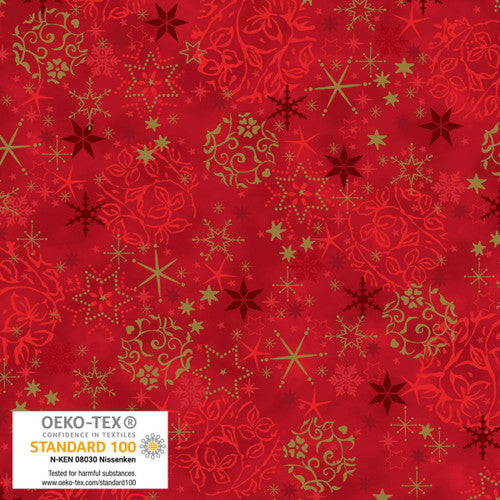 We Love Christmas - Balls and Snowflakes Metallic - Red Gold - 4592M-400