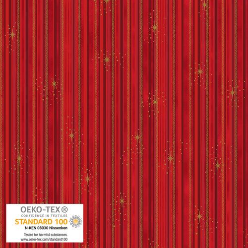 We Love Christmas - Stripe Metallic - Red Gold - 4592M-406