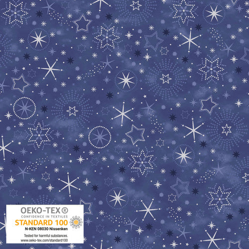 We Love Christmas - Stars and Snowflakes Metallic - Blue Silver - 4592M-602