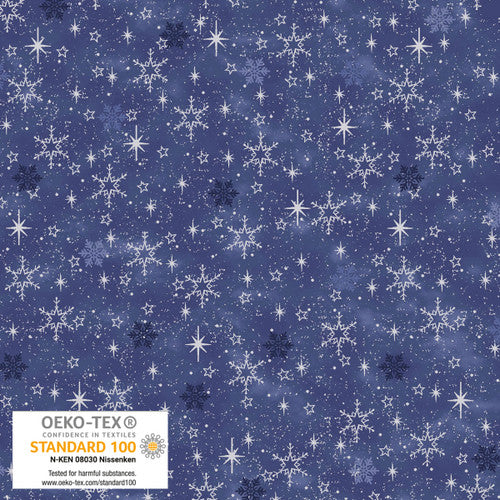 We Love Christmas - snowflakes Metallic - Blue Silver - 4592M-603