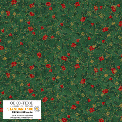 We Love Christmas - Hollies Metallic - Green Gold - 4592M-804