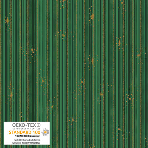 We Love Christmas - Stripes Metallic - Green Gold - 4592M-806
