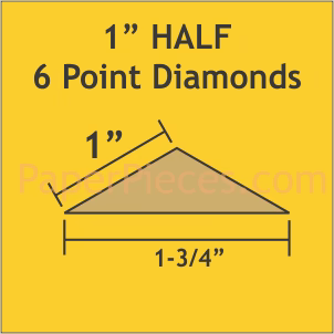 Paper Pieces - 1" Half 6 Point Diamonds - 100 pieces