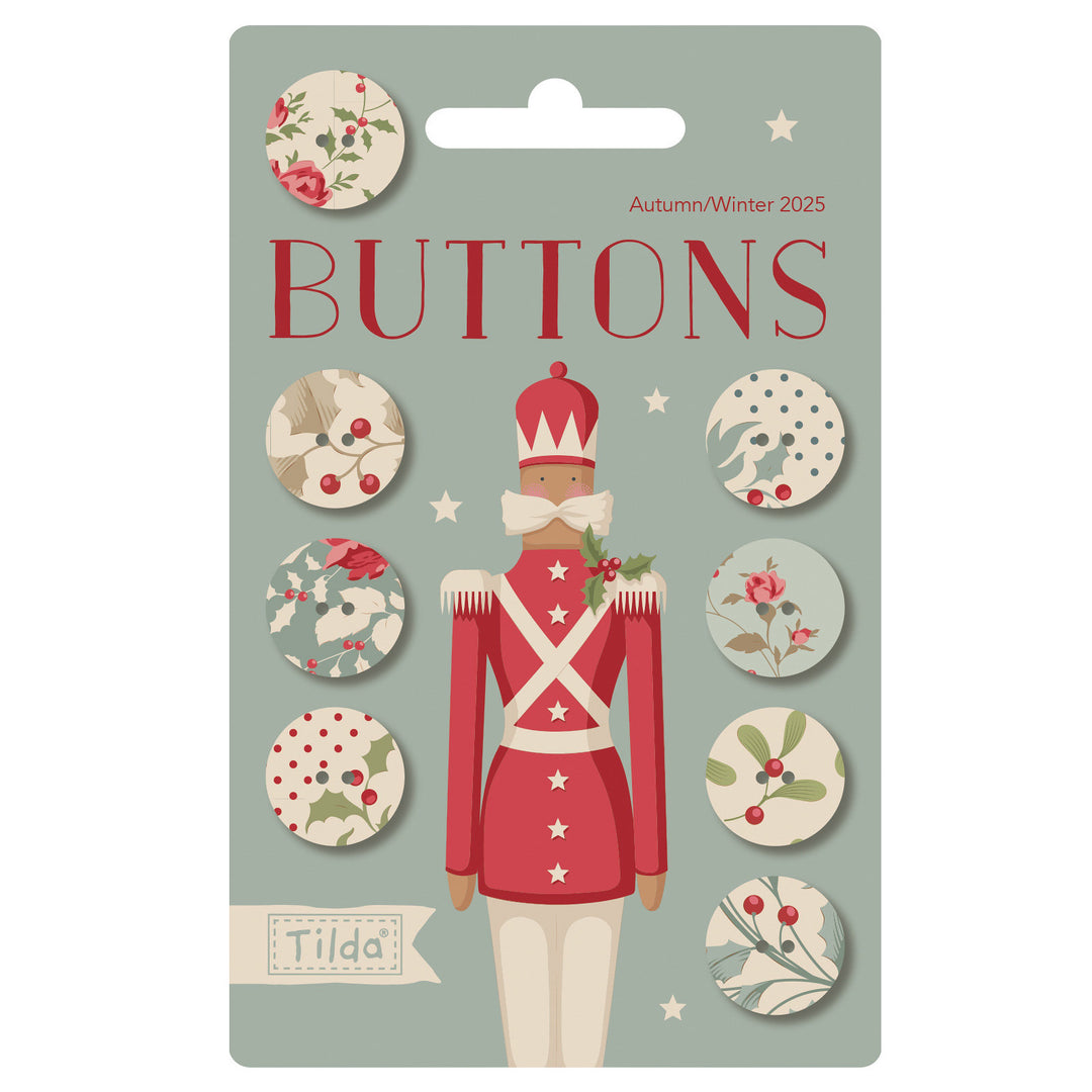 Tilda - Merry Little Christmas Buttons - 16mm - 8pcs - Christmas Buttons
