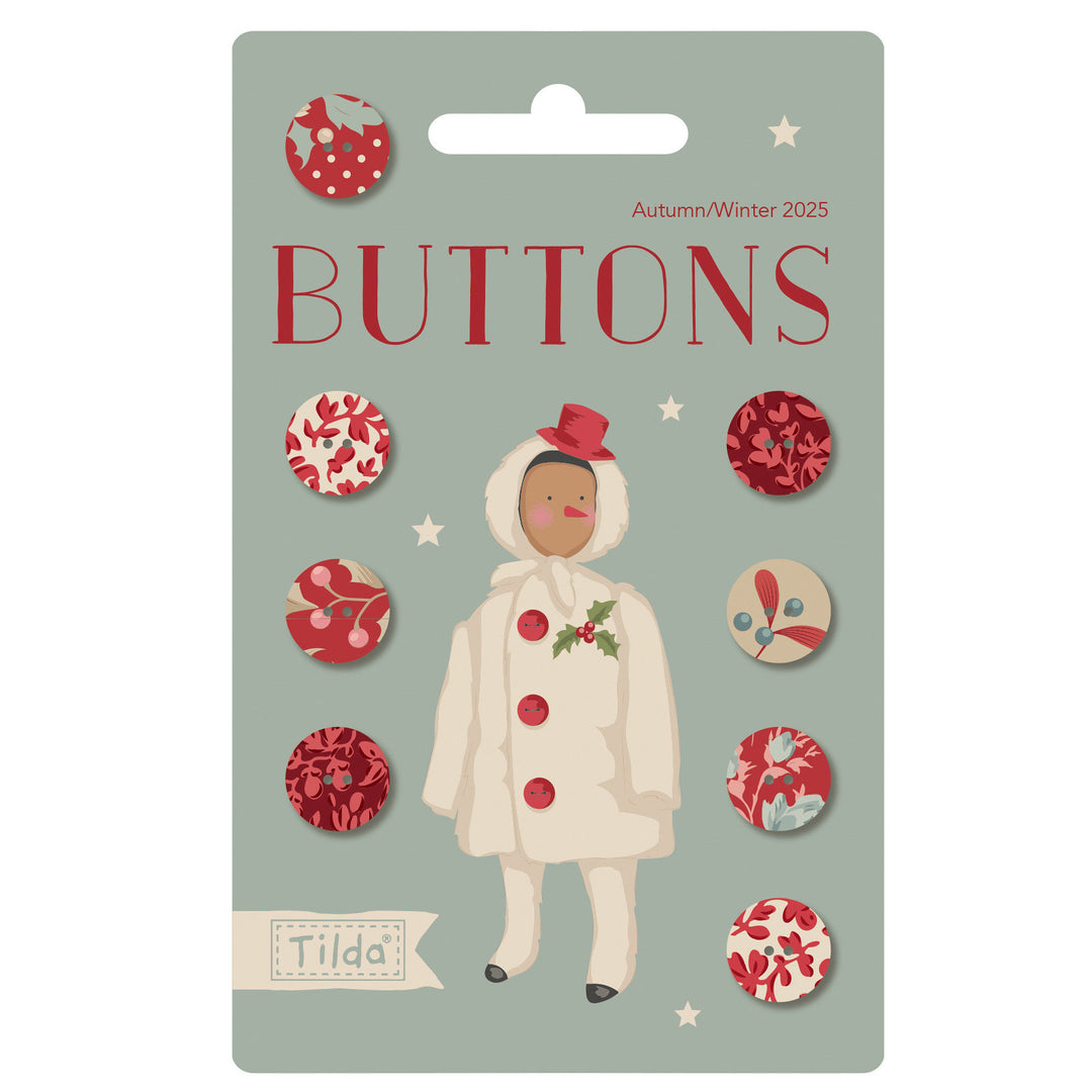 Tilda - Merry Little Christmas Buttons - 12mm - 8pcs - Christmas Buttons