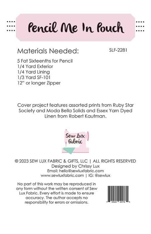 Pencil Me In Pouch - Sew Lux Fabric