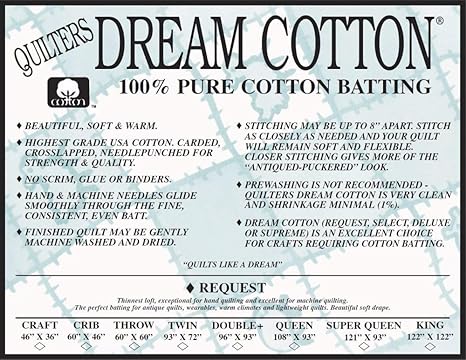 Quilter's Dream 100% Cotton Request Batting - Natural