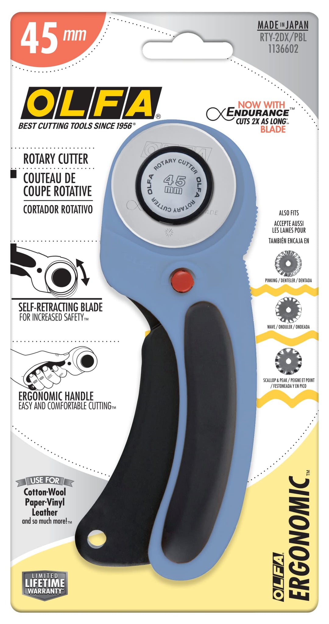 Olfa Ergonomic Rotary Cutter 45mm - Blue