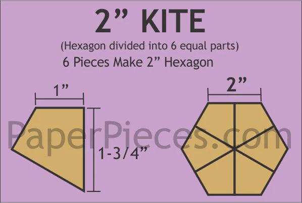 Paper Pieces - 2" Hexagon Kites - 90 pieces