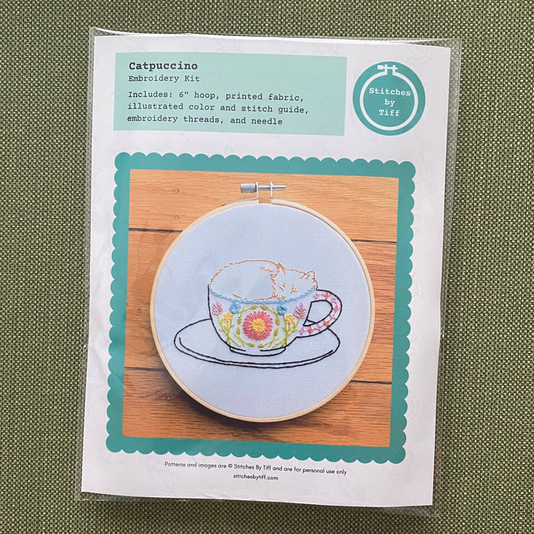 Catpuccino Craft DIY Coffee Cat Embroidery Kit