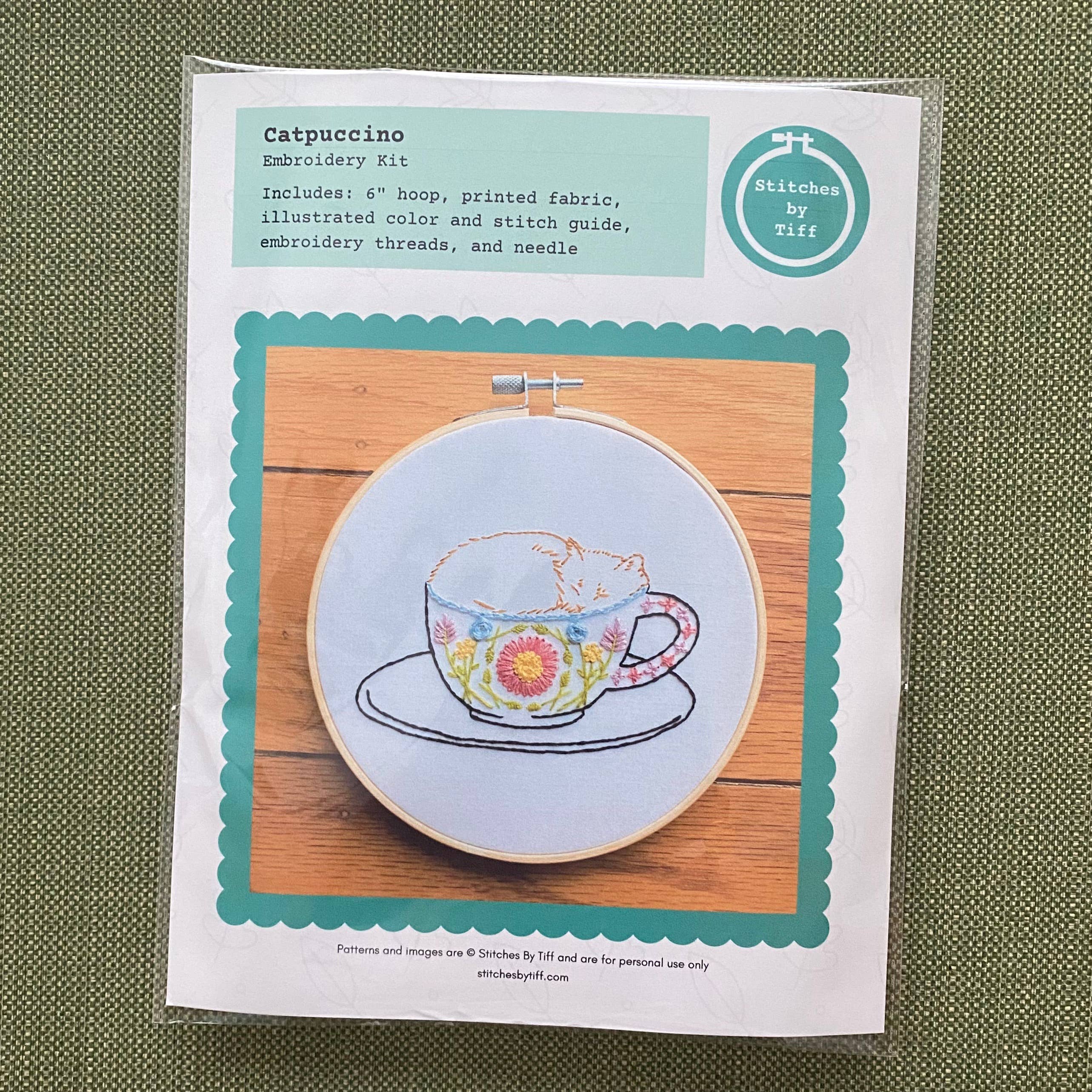 Catpuccino Craft DIY Coffee Cat Embroidery Kit