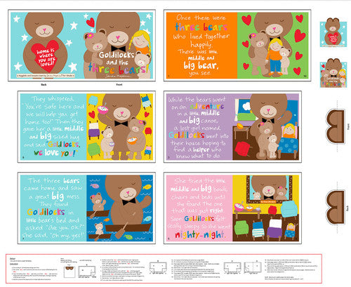 Huggable and Lovable Book Panel - Goldilocks & Three Bears - 8181P-01