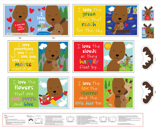 Huggable and Lovable Book Panel - I Love You Moose - 8182P-01
