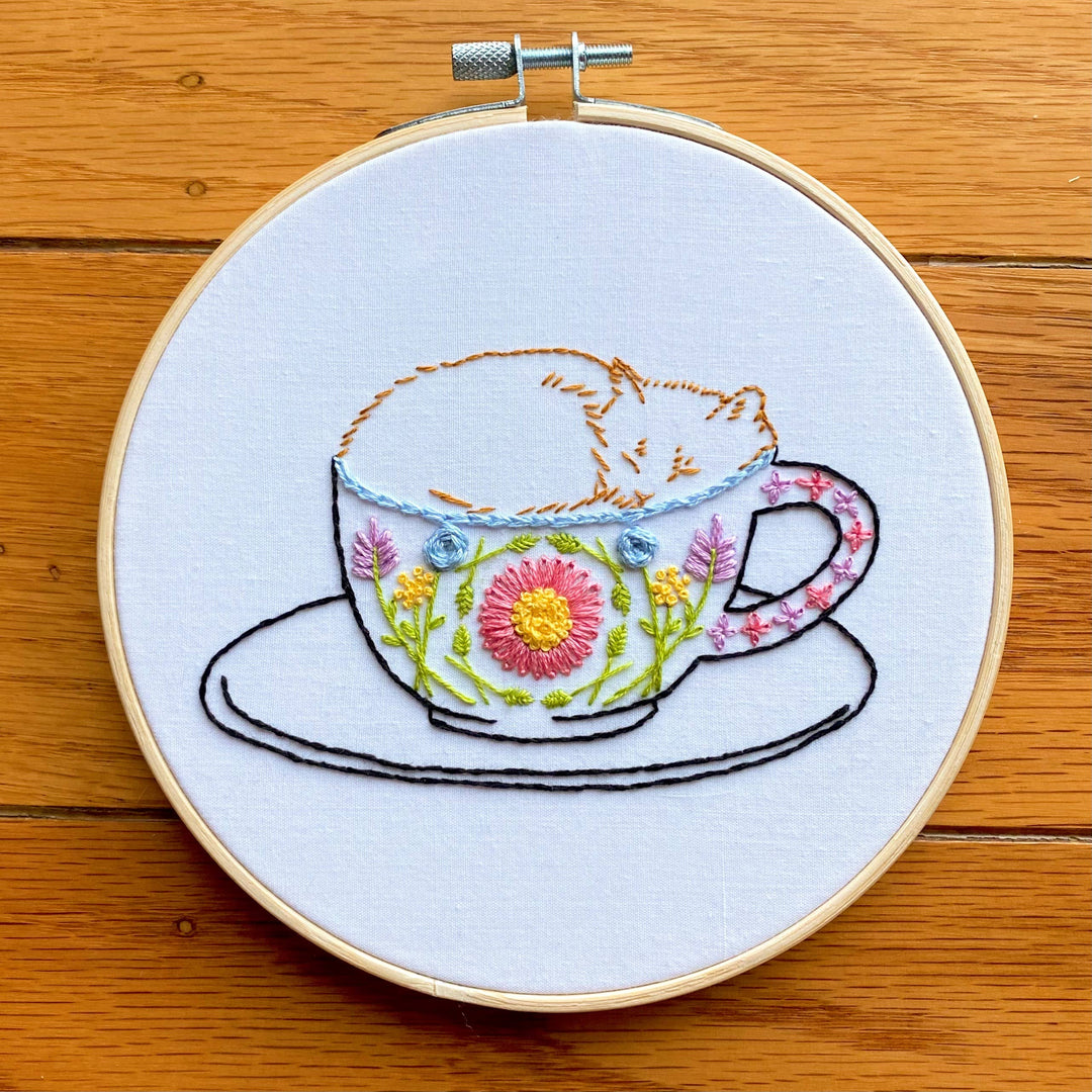 Catpuccino Craft DIY Coffee Cat Embroidery Kit