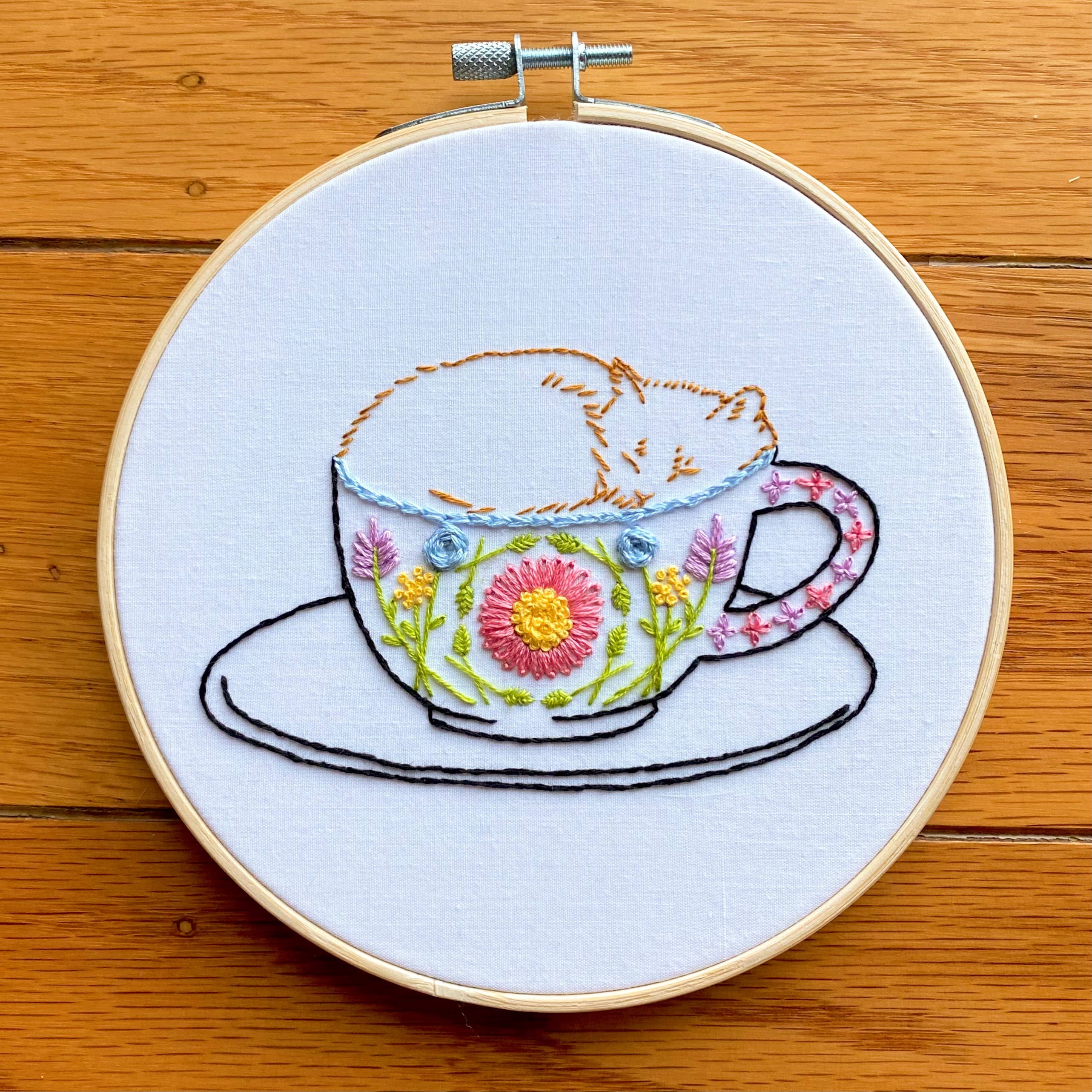 Catpuccino Craft DIY Coffee Cat Embroidery Kit
