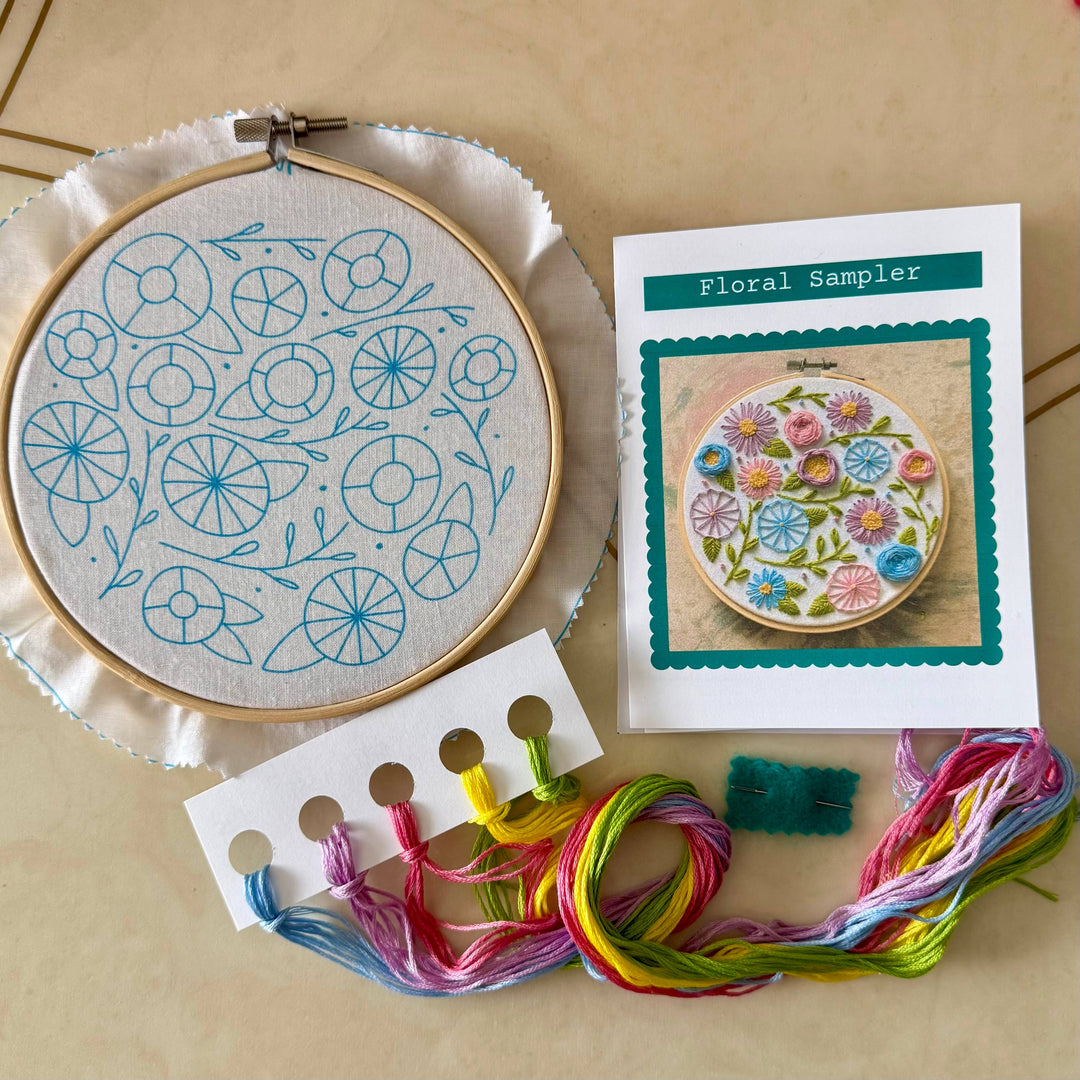 Floral Sampler Craft DIY Embroidery Kit