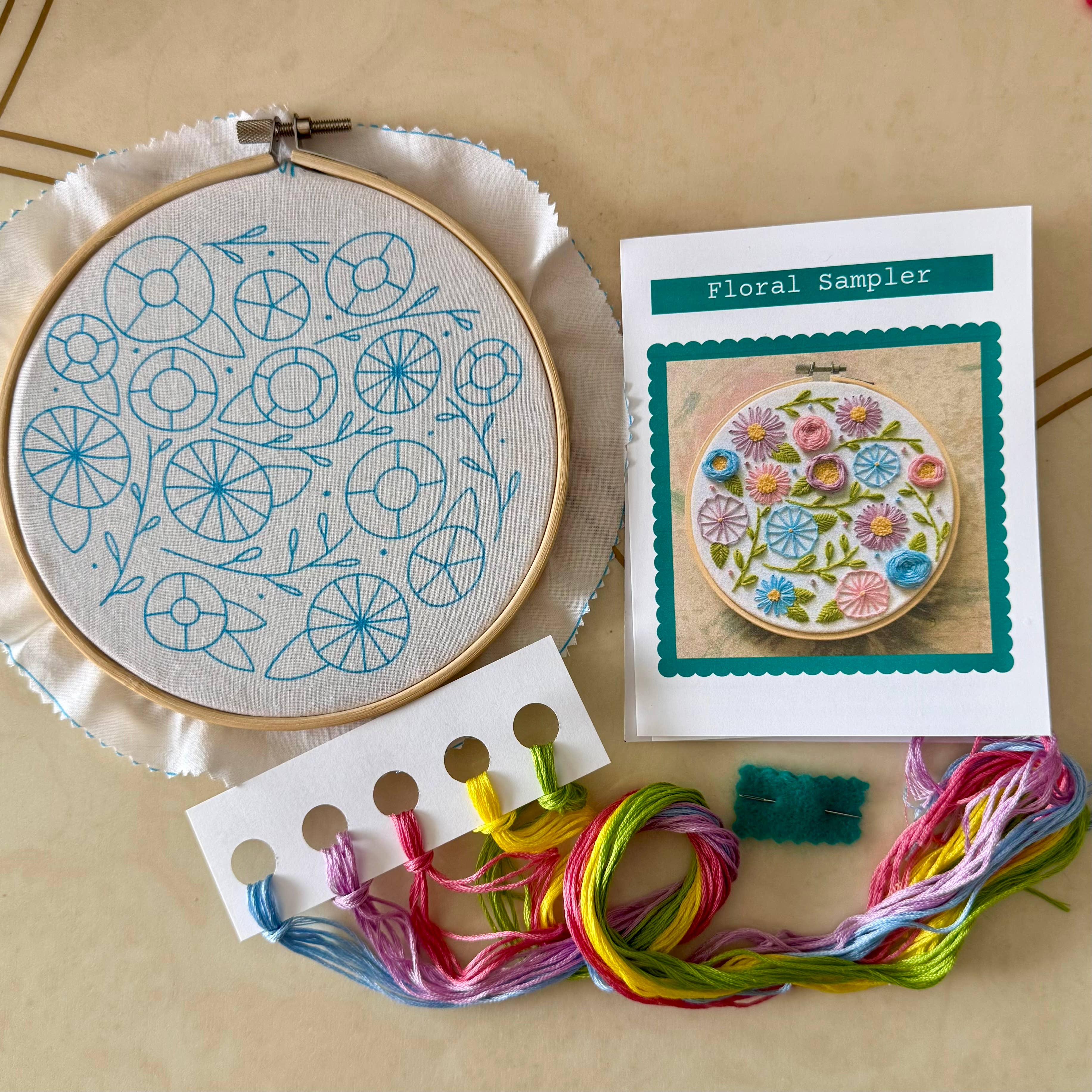 Floral Sampler Craft DIY Embroidery Kit