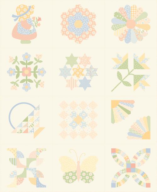 Handmade Sweetness - Quilt Blocks Panel - Porcelain - 31772 11