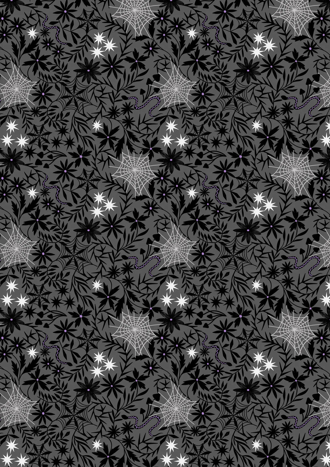 Witchy Woods - Floral Cobwebs on Grey - A884B