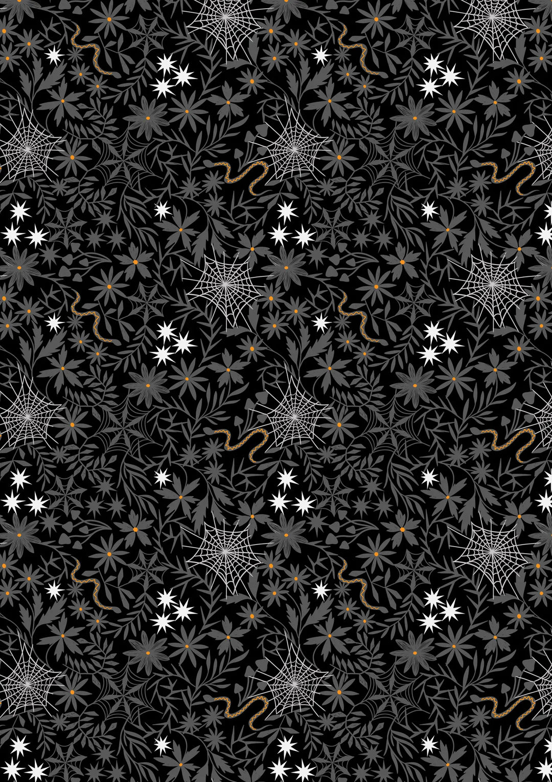 Witchy Woods - Floral Cobwebs on Black - A884C