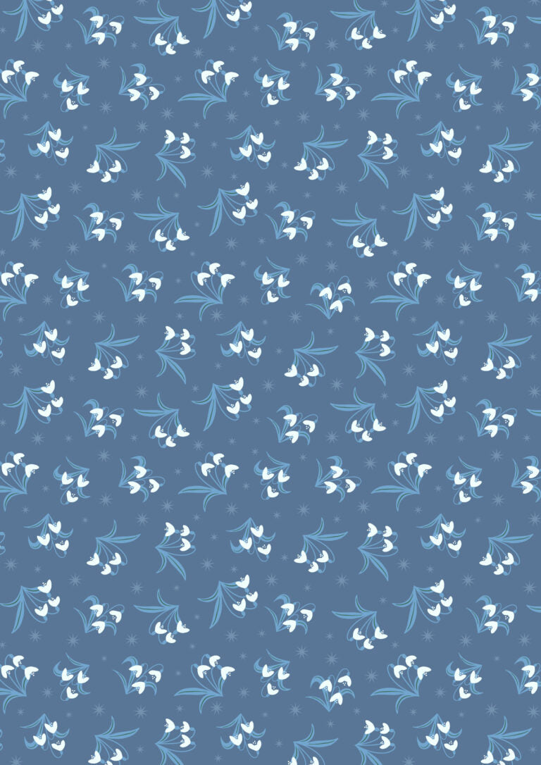 A Winter's Moon - Snowdrops on Twilight - Blue with Pearl - A951C
