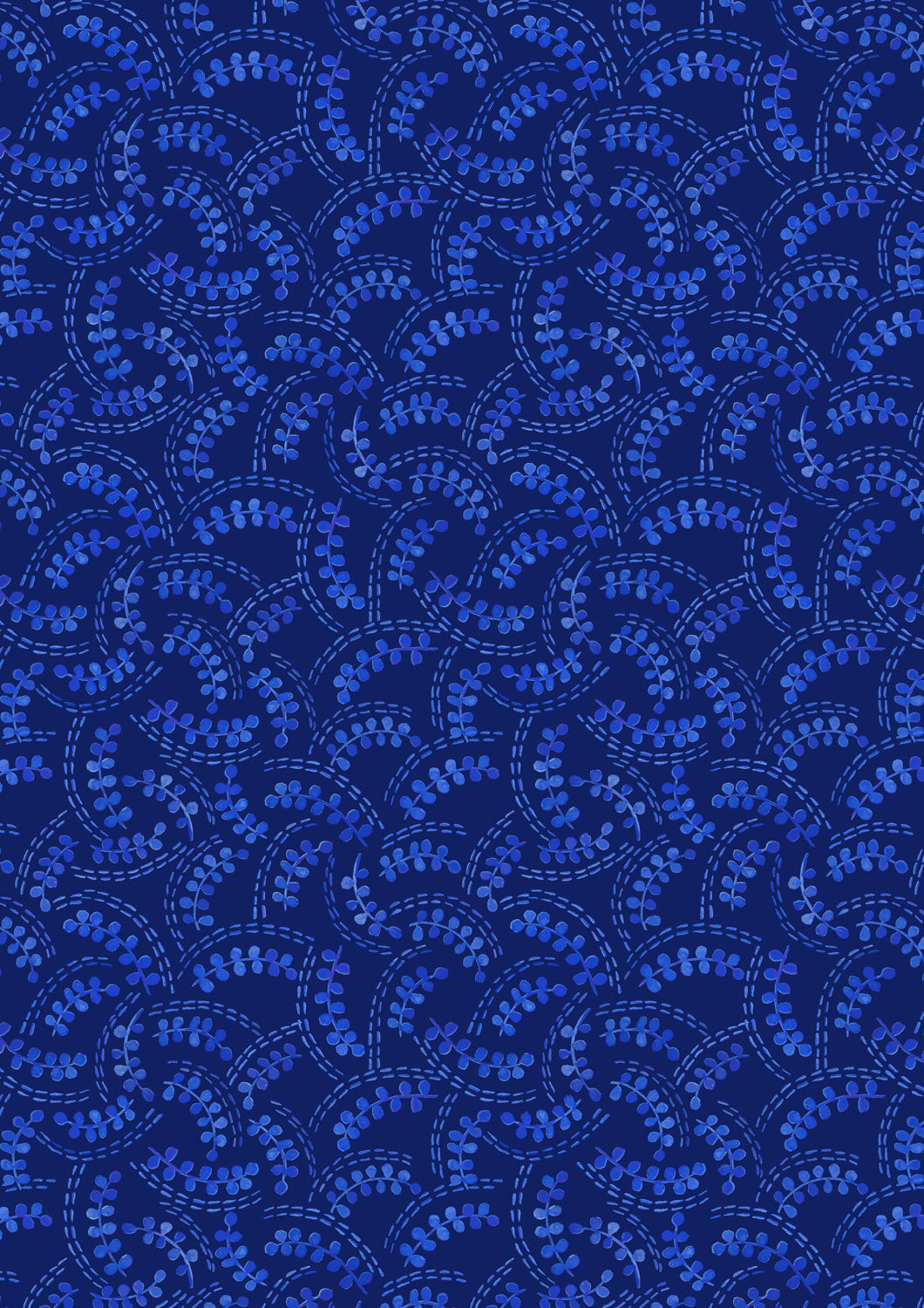 Porcelain and Sea Glass - Fronds - Dark Blue - A994C