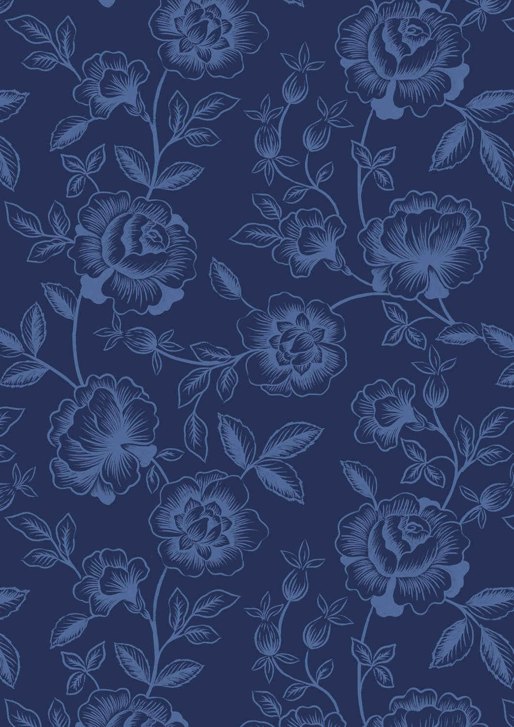 Porcelain and Sea Glass - Rose Trail - Dark Blue - A997C