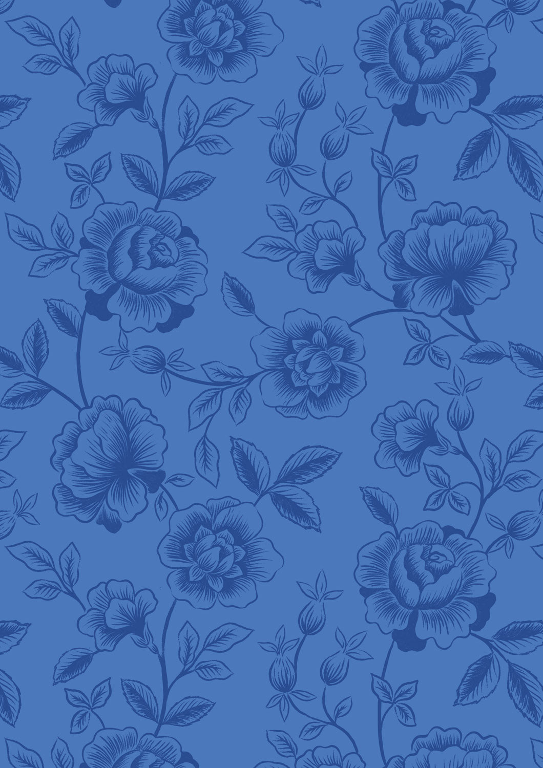 Porcelain and Sea Glass - Rose Trail - Mid Blue - A997B