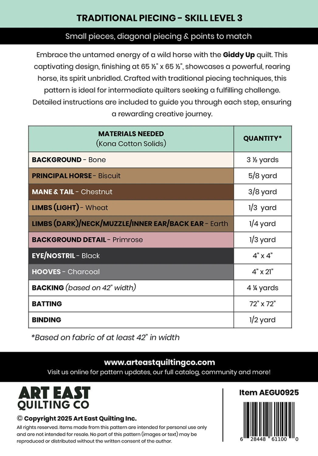 Giddy Up - A Horse Quilt Pattern - Art East Quilting Co.