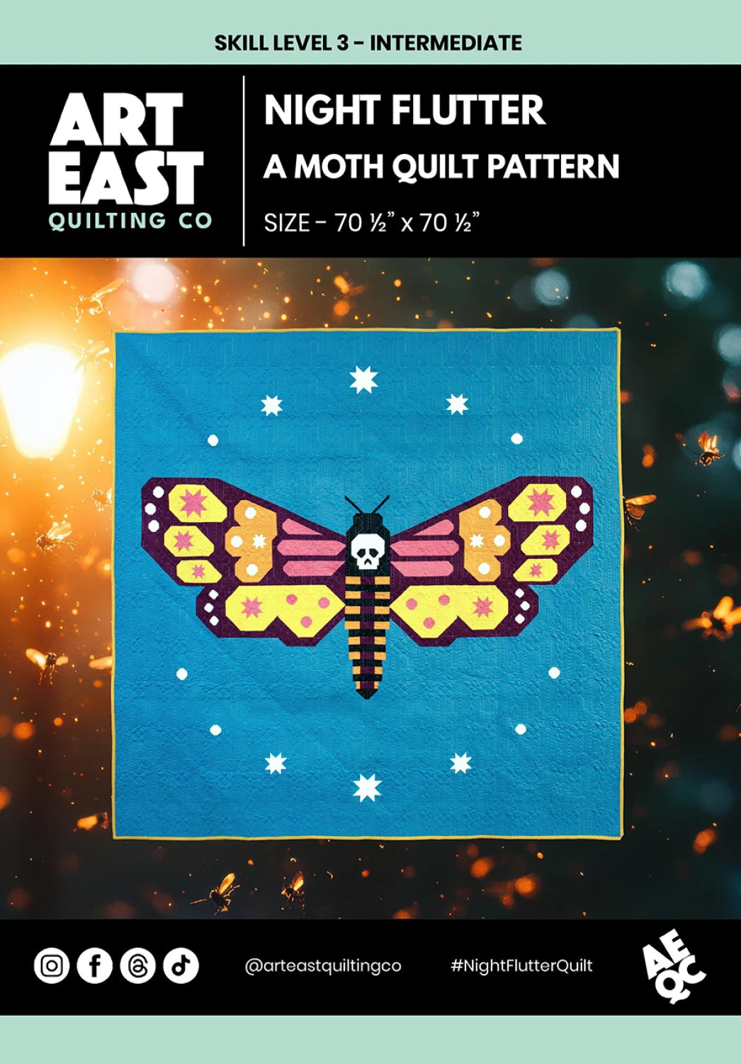 Night Flutter A Moth Quilt Pattern - Art East Quilting Co.