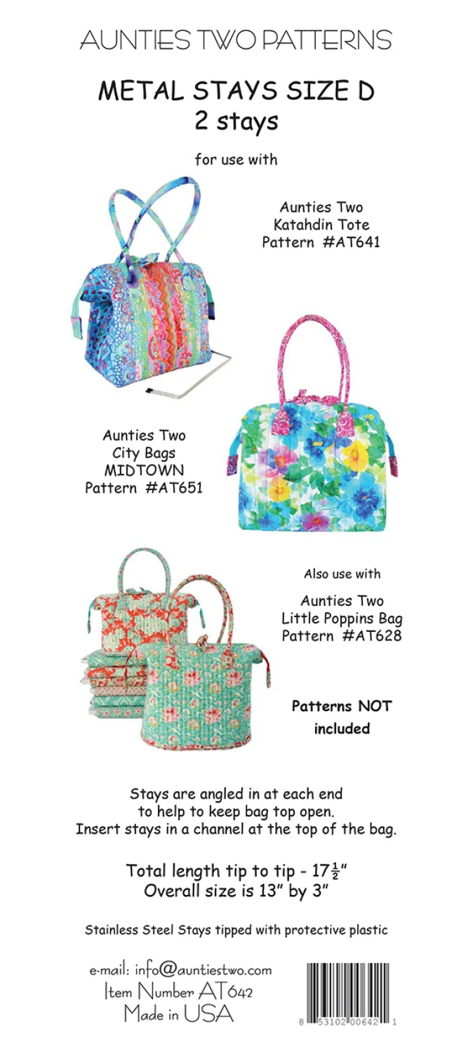 Metal Stays Size D - Auntie Two Patterns