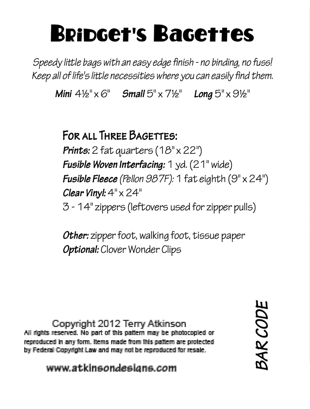 Bridgets Bagettes Pattern