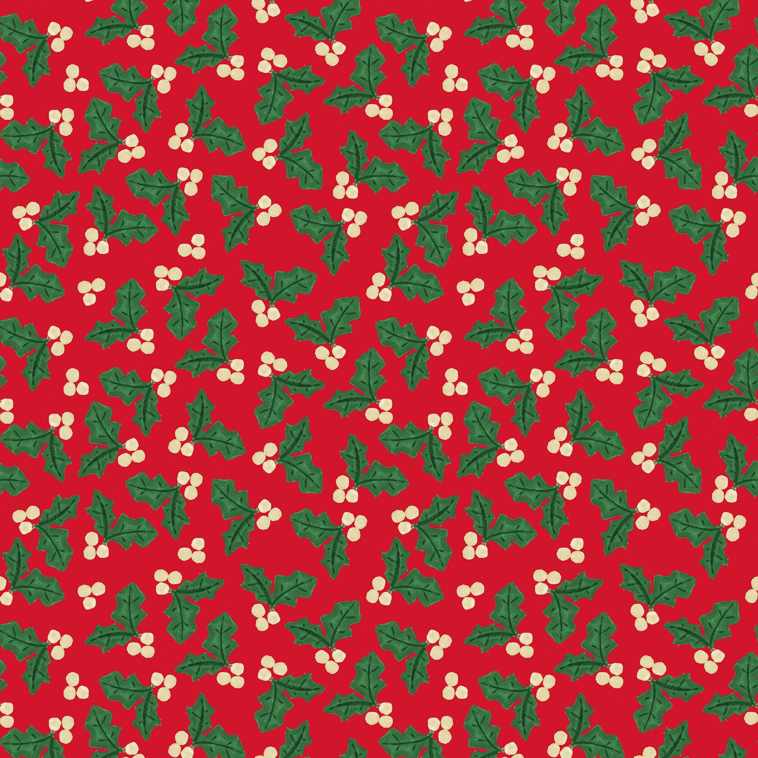 Merry Happy Christmas - Holly - Festive Red - BG095