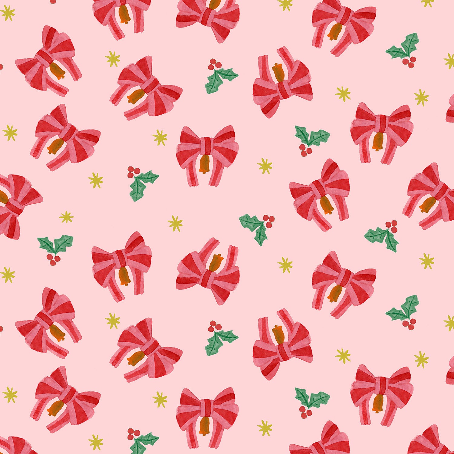 Merry Happy Christmas - Bows & Bells - Candy Cane - BG100